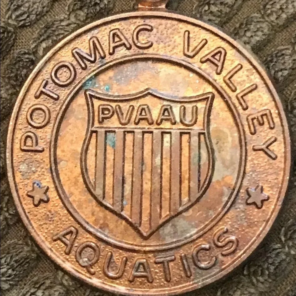 Vintage PVAAU Potomac Valley Aquatics Green Patina Copper Medal_2
